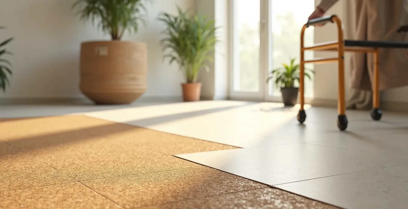 Three eco-friendly flooring samples showing surface texture differences under natural light