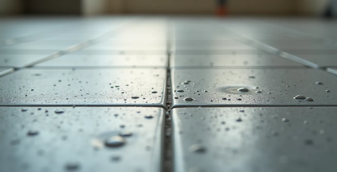 Microscopic view comparing clean floor surface with film buildup