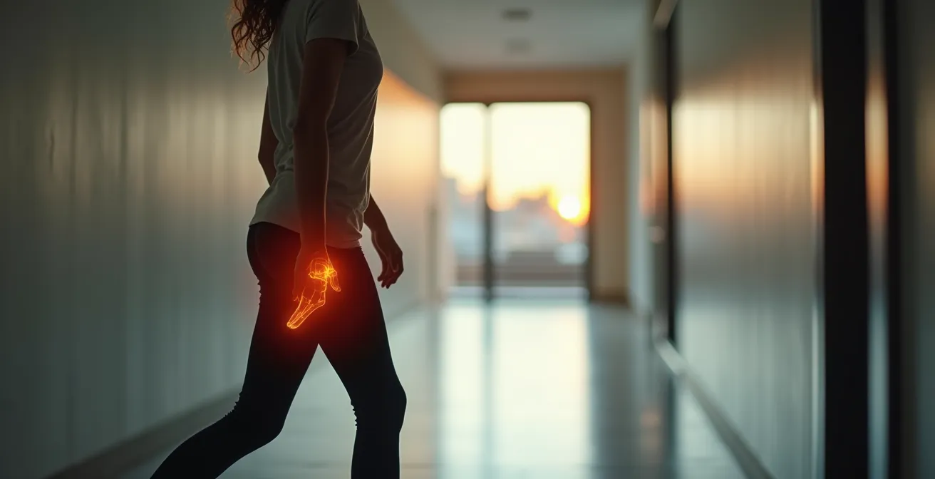 Visual representation showing how a subtle limp affects the entire body alignment from foot to spine