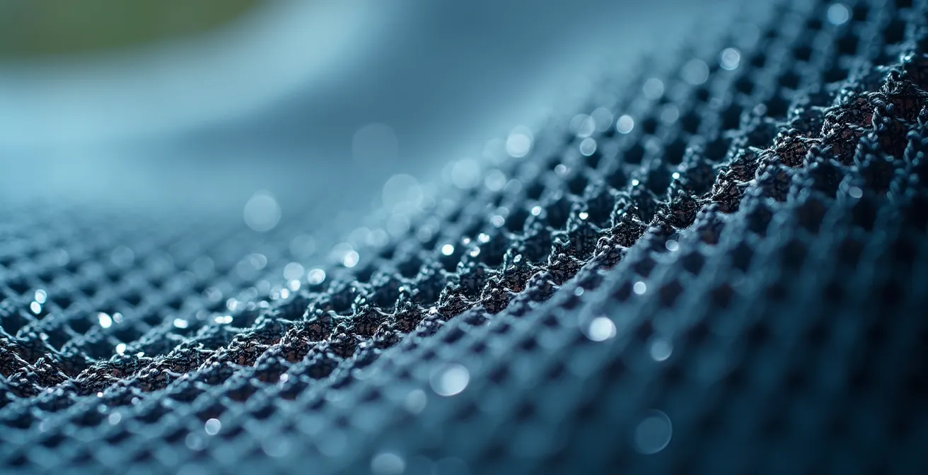 Extreme close-up of mesh fabric showing air circulation patterns